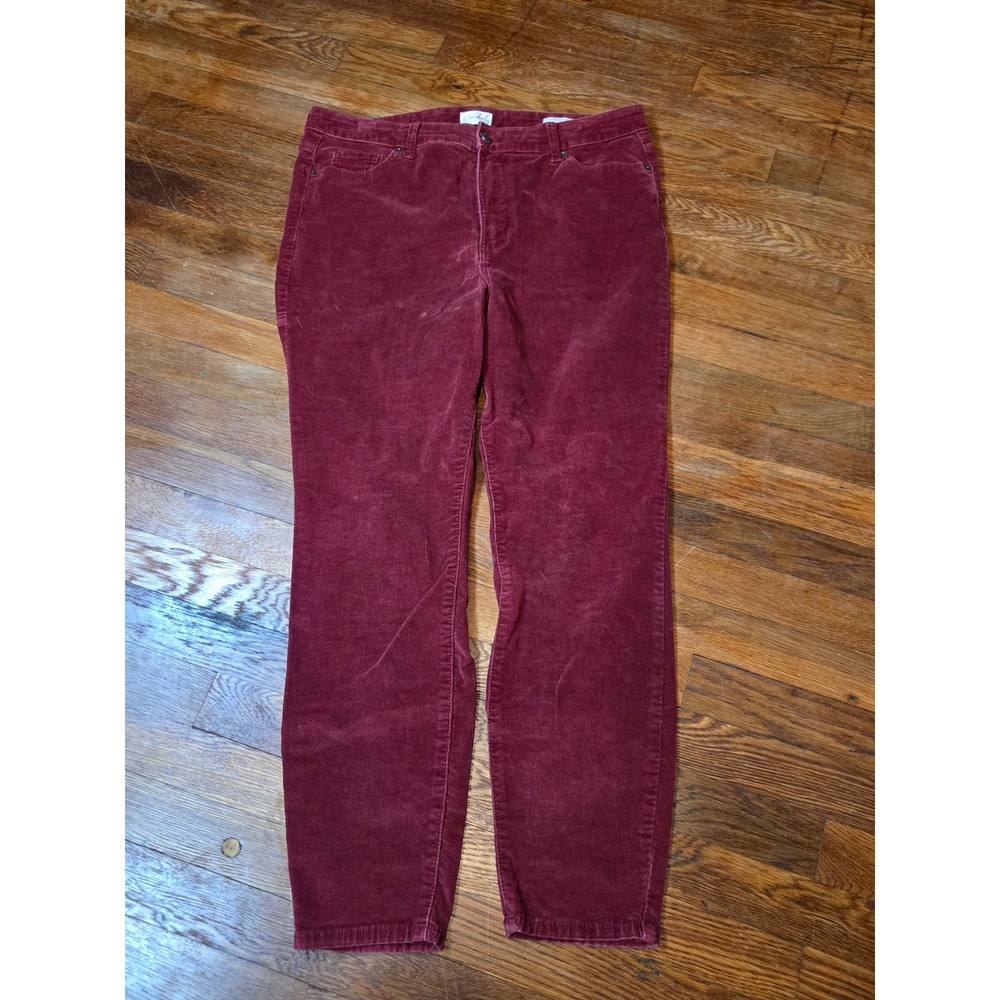 Wonderly Burgundy Corduroy Pants Womens 16 High-Rise Skinny Wine Red Boho Y2K